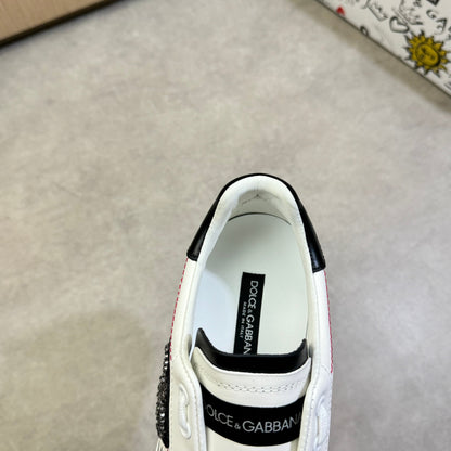 Dolce & Gabbana Portofino Graffiti Low-Top Sneakers – Black & White