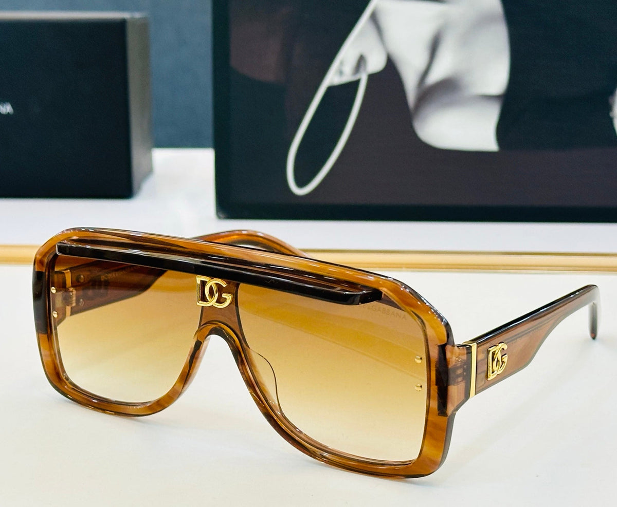 Dolce & Gabbana DG Logo Shield Sunglasses | Black & Gold