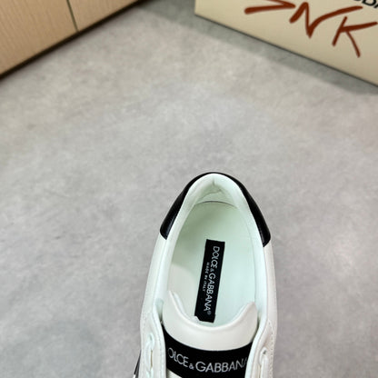 Dolce & Gabbana Portofino DG Logo Low-Top Sneakers – White & Black