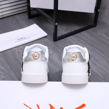 Dolce & Gabbana Portofino SNK Sacred Heart Embroidered Sneakers – White