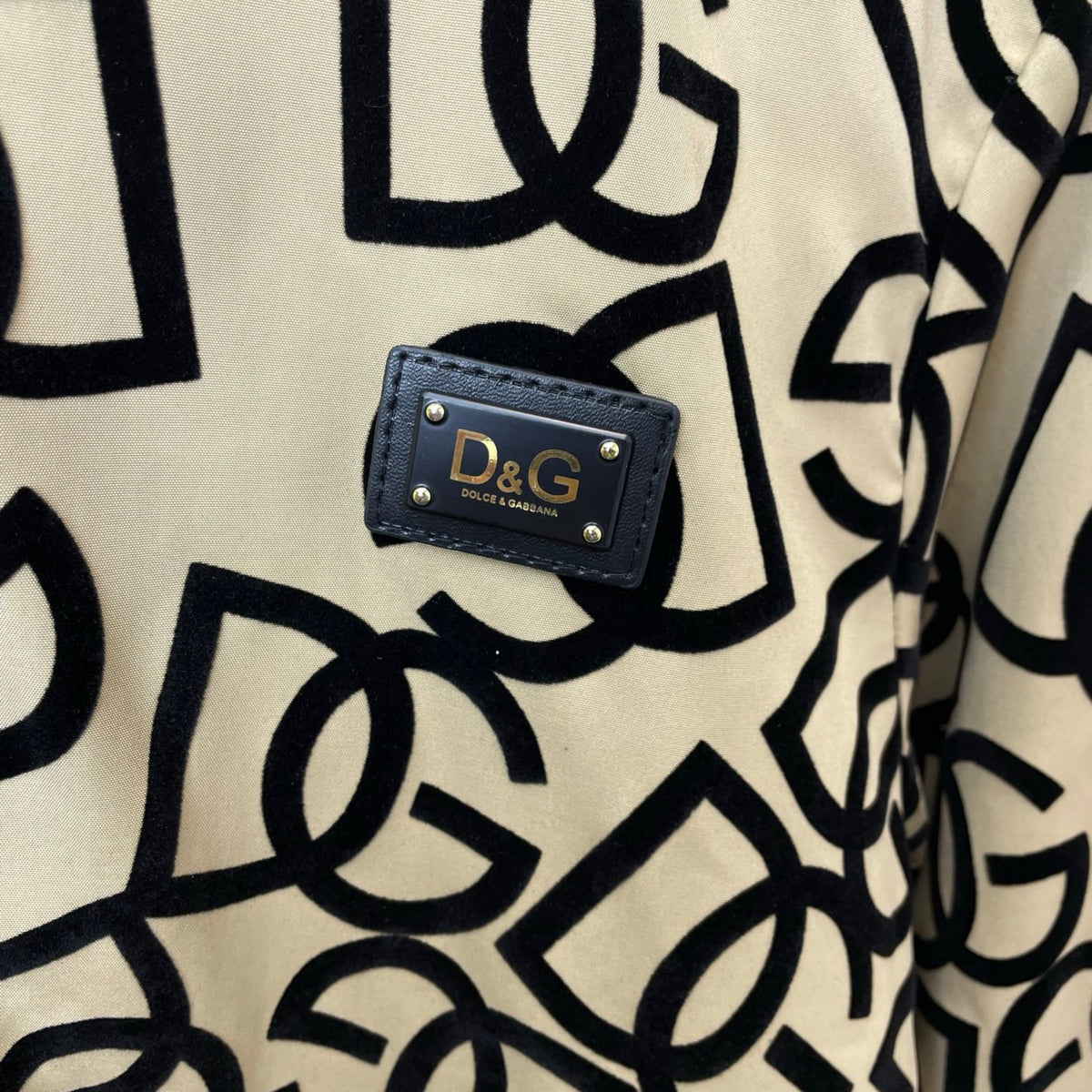 Dolce & Gabbana All-Over DG Logo Flocked Zip Jacket | Black
