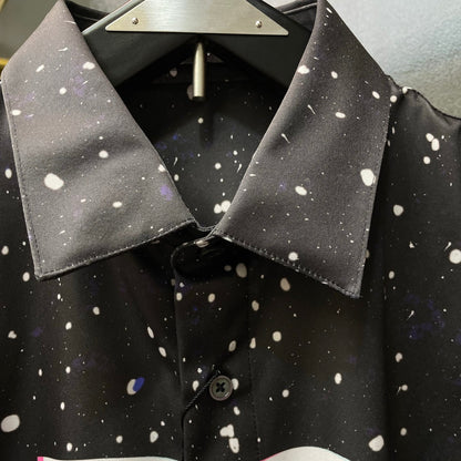 Dolce & Gabbana Galaxy DG Print Long-Sleeve Shirt | Black