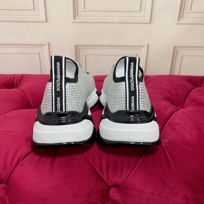 Dolce & Gabbana Sorrento Crystal Sneakers | Black & White