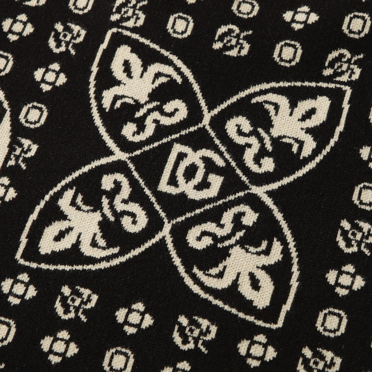 Dolce & Gabbana DG Sacred Heart Baroque Jacquard Sweater | Black & Ivory