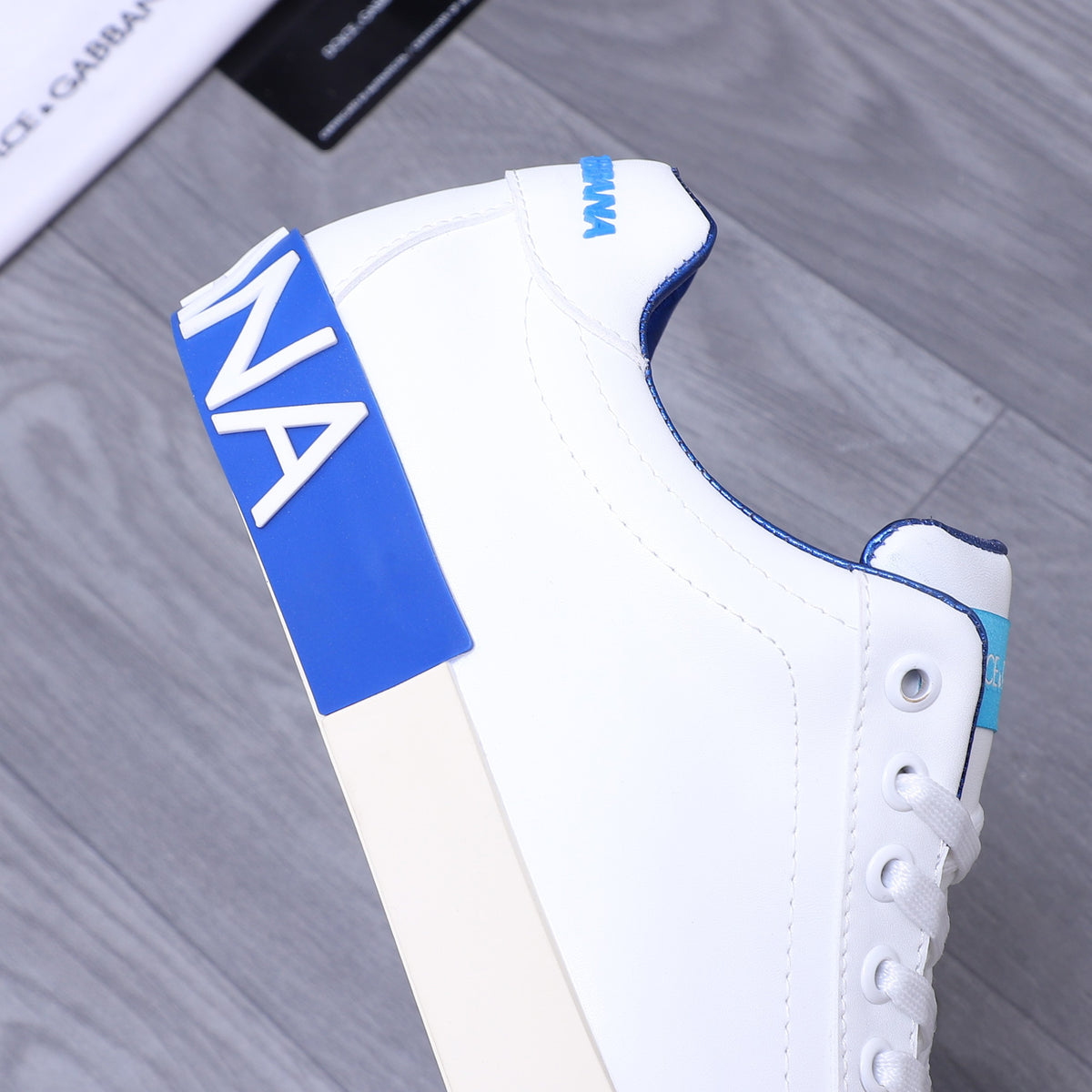 Dolce & Gabbana Portofino Low-Top Sneakers – White & Royal Blue