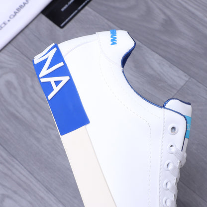 Dolce & Gabbana Portofino Low-Top Sneakers – White & Royal Blue