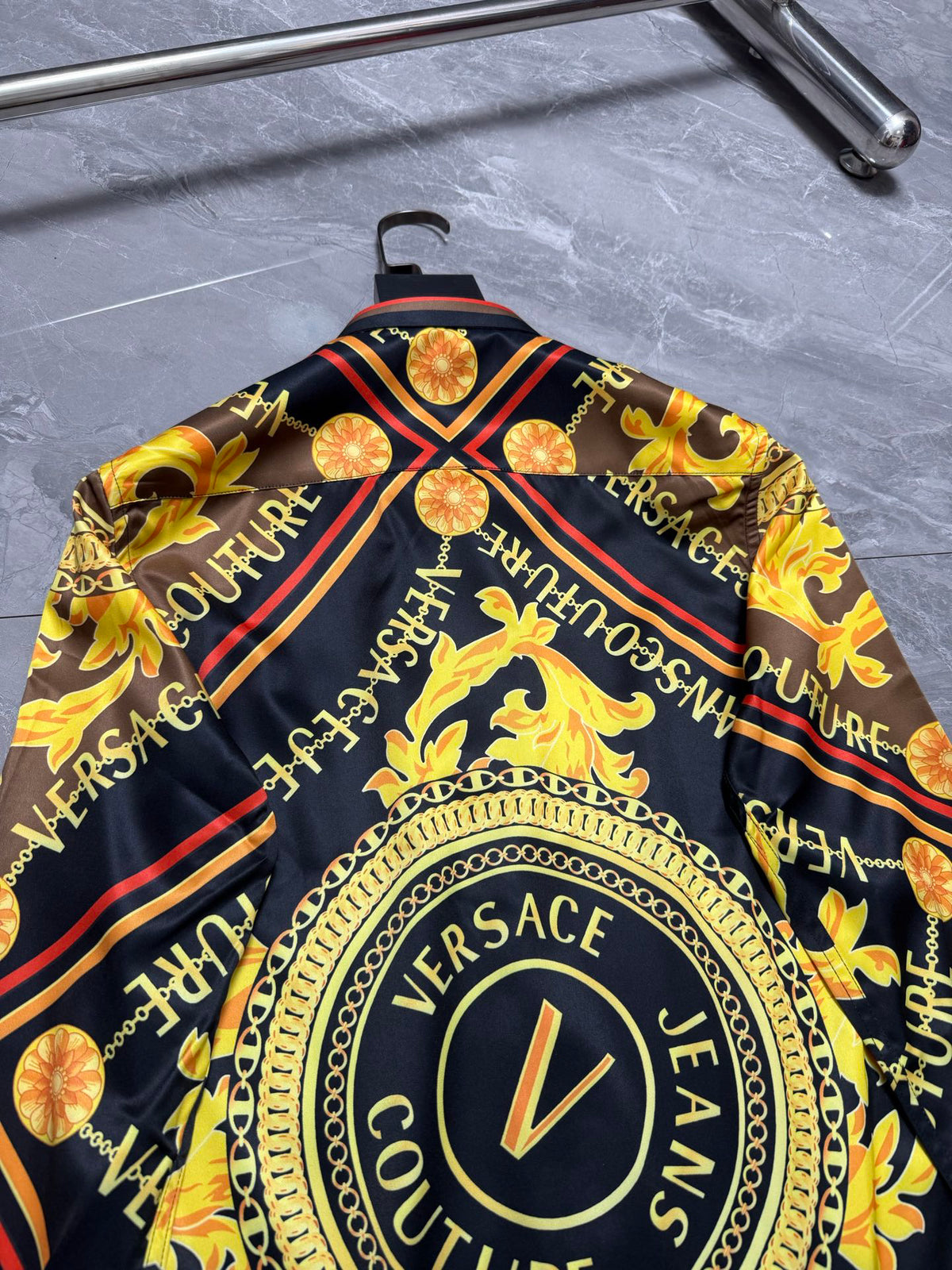 Versace Jeans Couture Baroque Diamond Logo Long-Sleeve Shirt