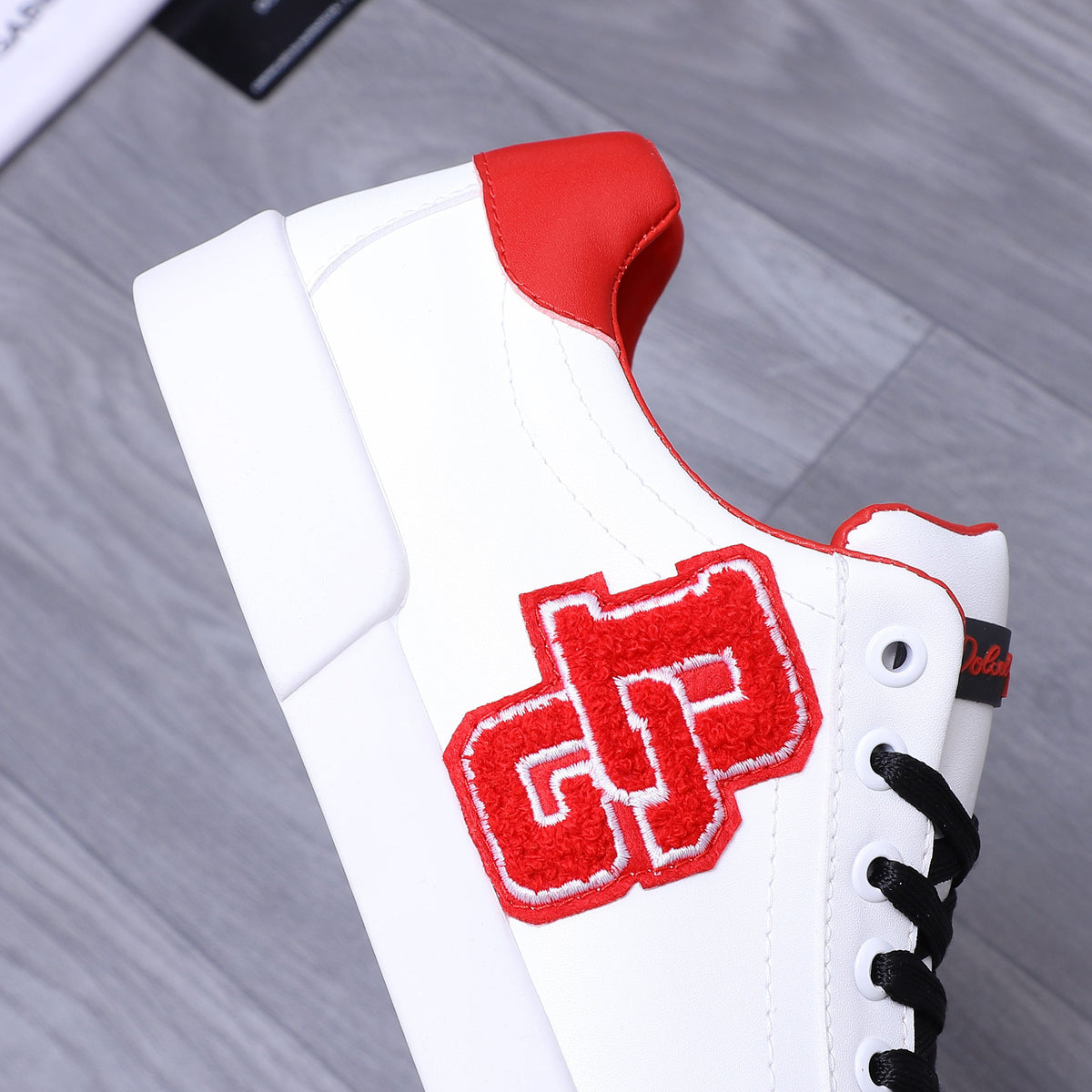 Dolce & Gabbana Portofino Low-Top Sneakers – White & Red