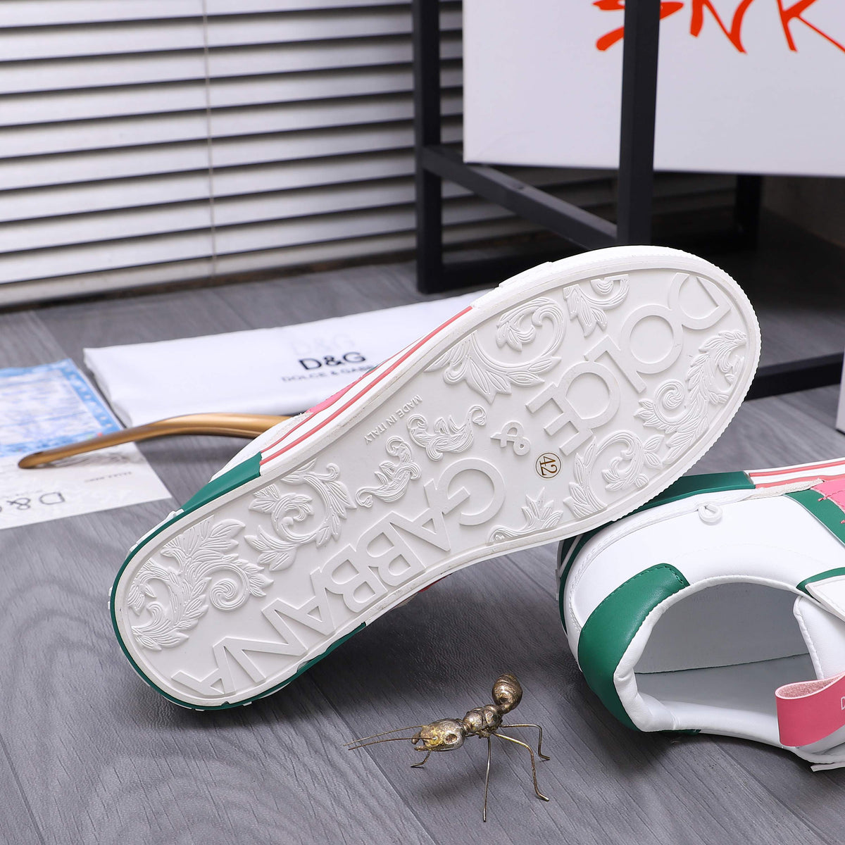 Dolce & Gabbana Custom 2.Zero Low-Top Sneakers – White, Green & Pink