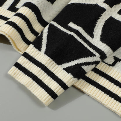 Dolce & Gabbana Mixed DG Letter Collage Jacquard Sweater | Ivory & Black