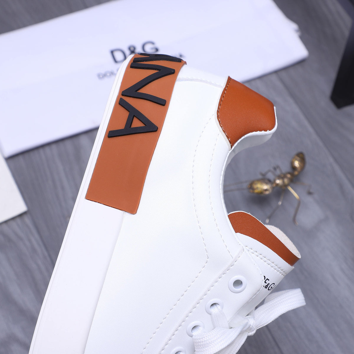 Dolce & Gabbana Portofino Low-Top Sneakers – White & Tan
