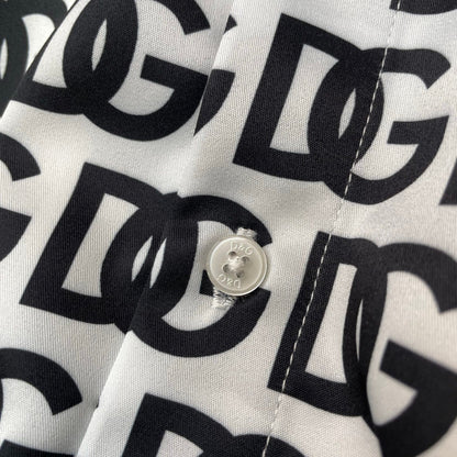 Dolce & Gabbana All-Over DG Monogram Long-Sleeve Shirt | White & Black