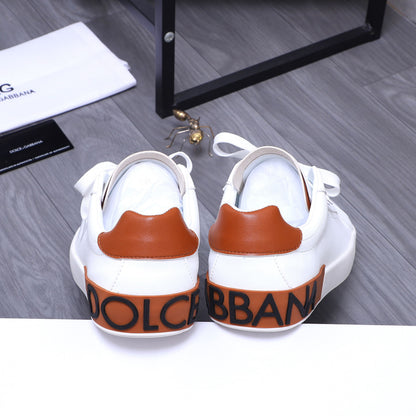 Dolce & Gabbana Portofino Low-Top Sneakers – White & Tan