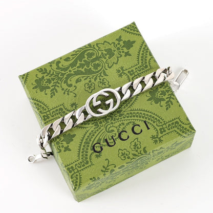Gucci Interlocking G Silver-Tone Cuban Chain Bracelet