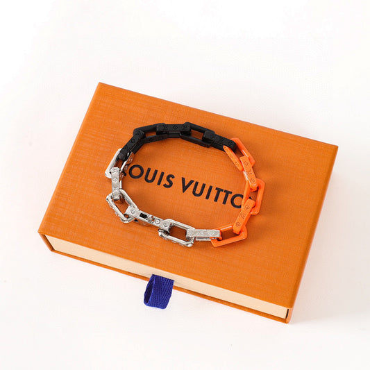 Louis Vuitton Orange & Black Monogram Link Bracelet