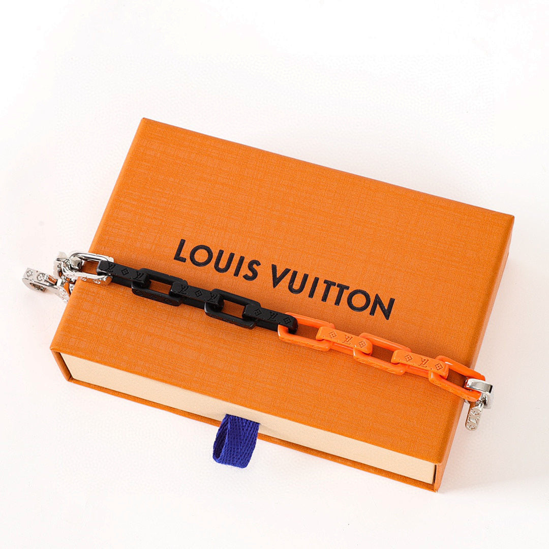 Louis Vuitton Orange & Black Monogram Link Bracelet