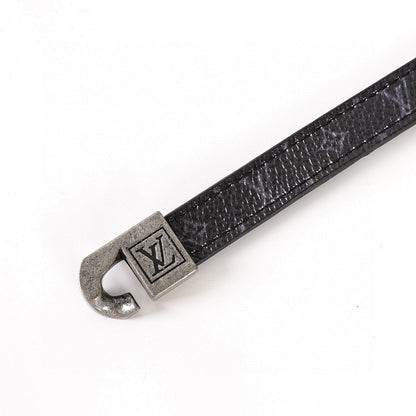 Louis Vuitton Black Monogram Strap & Chain Bracelet