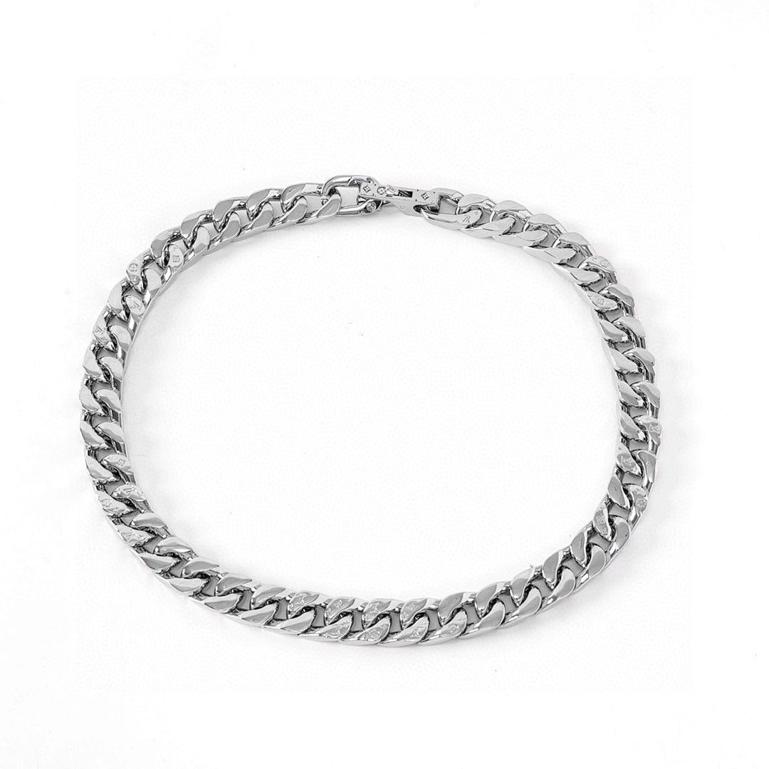 Louis Vuitton Silver-Tone Monogram Curb Chain Necklace