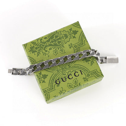 Gucci Silver-Tone Striped Link Bracelet