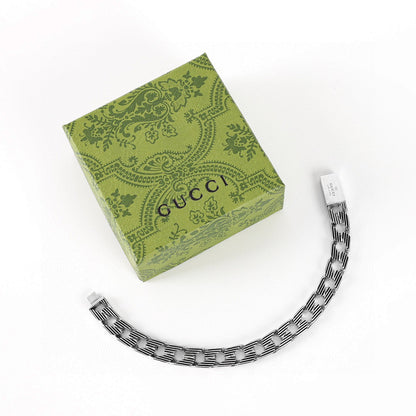 Gucci Silver-Tone Striped Link Bracelet