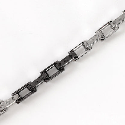 Louis Vuitton Black & Silver-Tone Monogram Link Bracelet