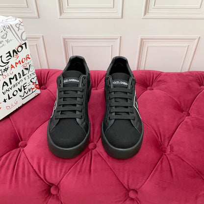 Dolce & Gabbana Portofino SNK DG Logo Sneakers | All Black