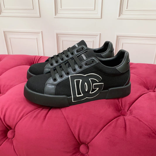Dolce & Gabbana Portofino SNK DG Logo Sneakers | All Black